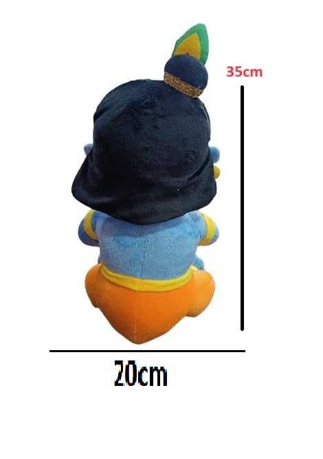Image of AVSHUB Hindu Idol Soft Plush Toy | Devotional Hindu God Lord Krishna with Bansuri & Makhan Pot for Kids | Religious Stuffed Toys for Boys & Girls | Toy for Car Dashboard, Temple & Gifting (35cm)