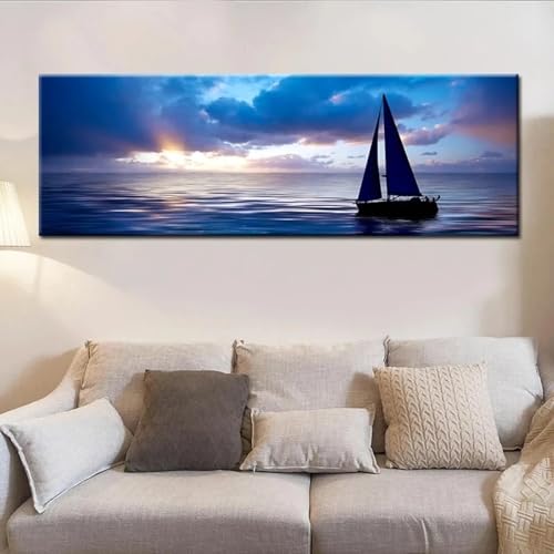 Peinture bateau horizon mer bleue pour sublimer votre grand salon