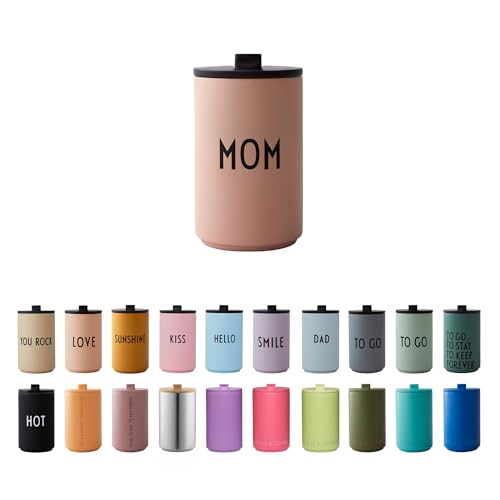 Design Letters Thermobecher MOM | Thermobecher kaffee to go | Geschenke für eltern | Kaffeebecher To Go aus Edelstahl doppelwandig isoliert, auslaufsicher | Geschenke für mama | Travel mug | 350 ml