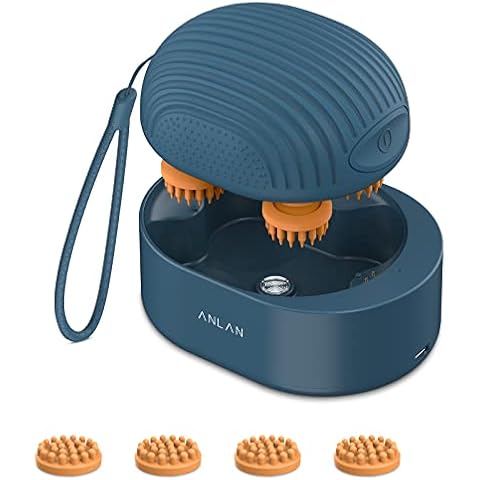 ANLAN Electric Scalp Massager,Wireless Head Massager with 4 Replacement Massage Head, IPX7 Waterproof Portable Head Massager with 2 Modes,USB Rechargeable Scalp Massager for Shower and Bath Cover