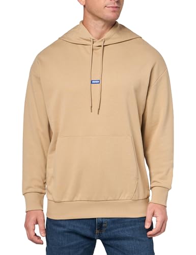 HUGO Men's Twill French Terry Logo Patch Hooded Sweatshirt