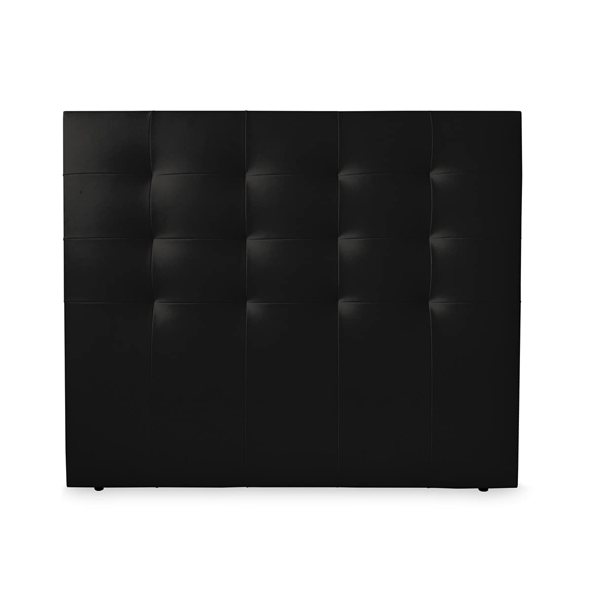 DUÉRMETE ONLINE 115 x 120 cm (para Cama de 105) Cabecero París Acolchado, Tapizado en Polipiel de Alta Gama, Medidas, Madera, Negro