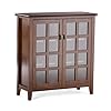Simplihome artisan solid wood 38 inch wide transitional medium storage cabinet in russet brown for the living room entryway and family room  urban country home decor