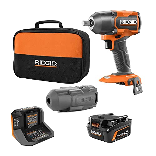 Pacroban 18V Brushless Cordless 4-Mode 1/2 in. Mid-Torque Impact Wrench Kit with 4.0 Ah Battery and Charger and Protective Boot