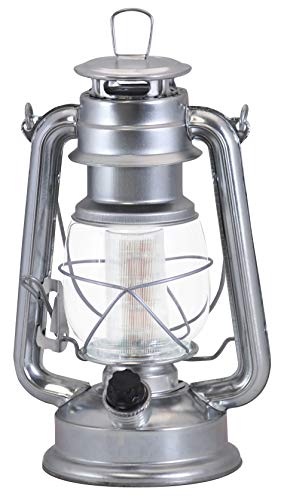 Northpoint Silver, 12-LED 150-Lumen, Indoor Outdoor, Home Decor Vintage, Battery Operated Hanging or Tabletop Hurricane Lantern