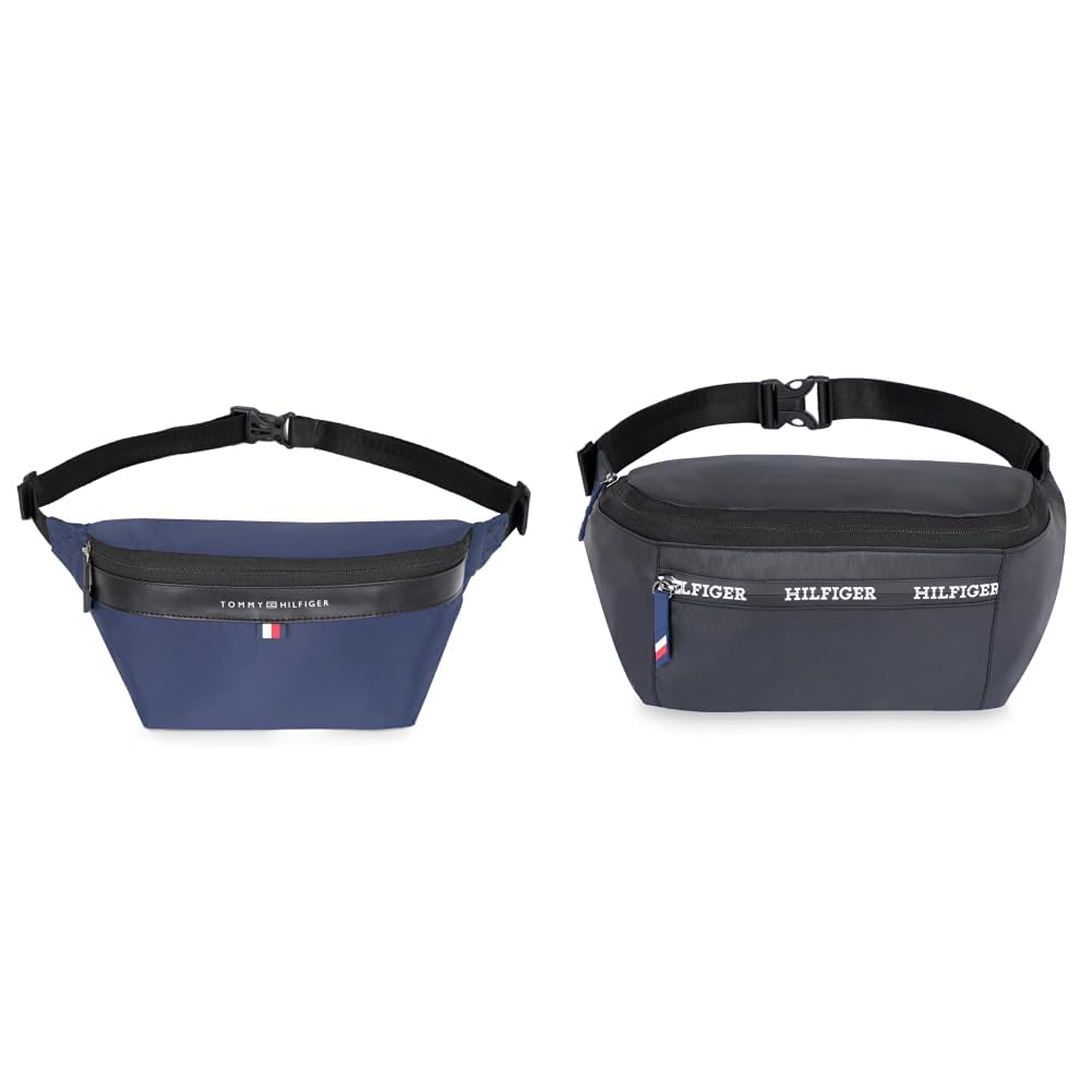 Greenbelt Unisex Waist Pouch - Navy+Black | Adjustable Waist Strap & Branded Pullers + Unisex Convertible Backpack & Crossbody, 15L - Minden Plus in Navy & Black - Versatile-image-35