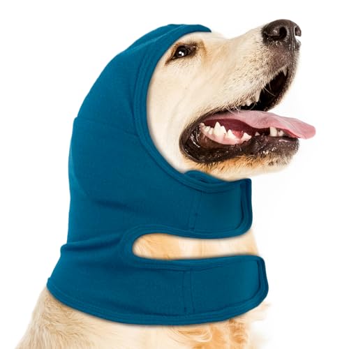 NACOCO Moletom com capuz calmante para cães – Capas ajustáveis para orelhas de cachorro que não agitam a cabeça de animal de estimação protetores de ouvido para fogos de artifício de banho (azul