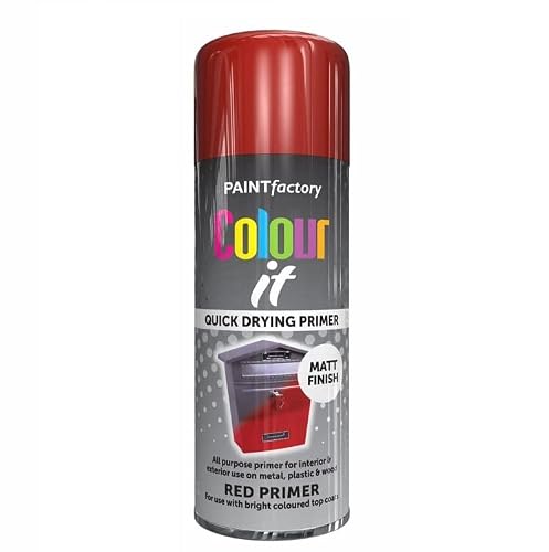 Supergift.com Red Primer All Purpose Aerosol Spray Paint 400Ml Quick Drying Spray, Fast Dry And Excellent Coverage For Metal, Wood, Plastic And More By Diva Gift