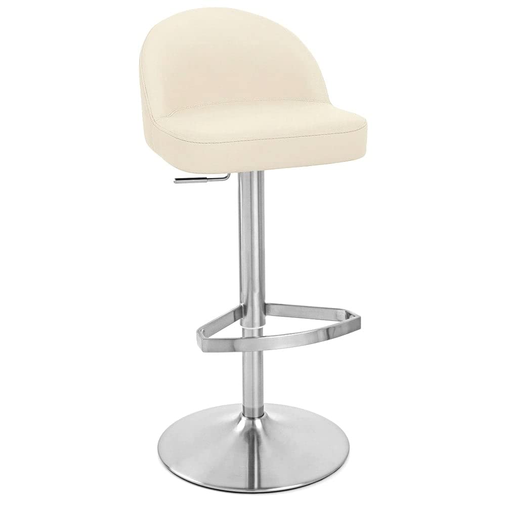 ZURI Cream Mimi Adjustable Height Swivel Armless Bar Stool