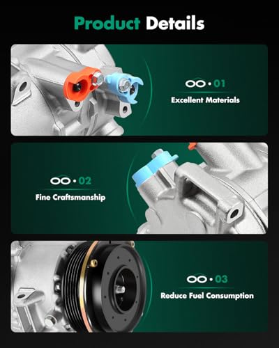 Image of SCITOO AC Compressor Fit for Toyota Camry 2.4L 2007-2009 A /C Compressor | Fast Cooling, Ultra Low Noise (≤72 dB)Air Conditioner Compressor with Clutch, Easy Installation, 4472601208 8831006240
