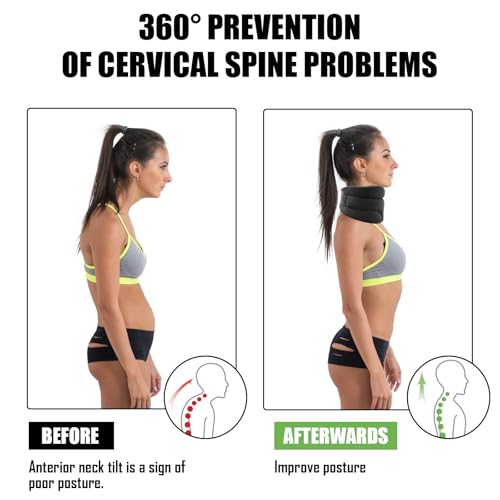 Wvu & Wvo Nackenstütze gegen Nackenschmerzen, Weich Halskrause für Schlafen, Neck Support zur Unterstützung der Halswirbelsäule Druckentlastung für Frauen und Männer, Schwarz