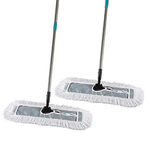 Midoneat 24 Inch Industrial Commercial Cotton Dust Mop || 63 Inch Pole || Two-Layers Thick And Soft Cotton Yarn Clean Dirty Water Dust And Hair More Easily|| 2 Sets Economical (24 Inch) #TOP2