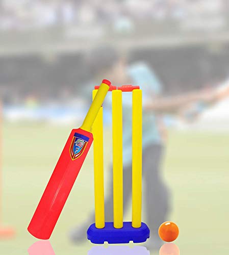 Image of Prime Kids Cricket Kit Set With Bat, Balls, Wickets, Bells- Indoor Beach Outdoor Garden Play Set Pack Of 1 (Bat Ball), Multicolor