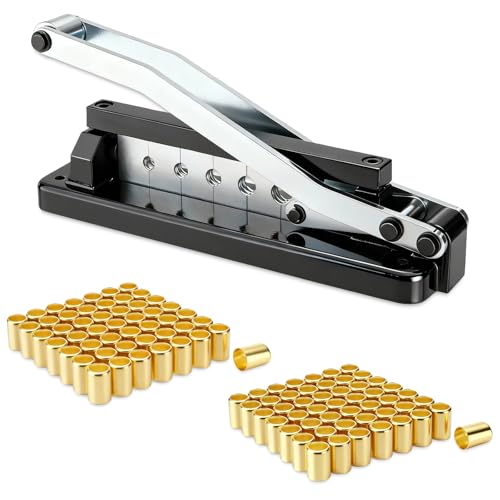 Heavy Duty Ferrule Hose Crimper Tool Air Hose Repair Kit for 1/4,5/16,3/8 inch ID Hoses,Air Hose Crimping Tool with Ferrules Fittings (100PK),0.593