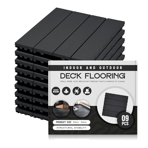 Garden Decking Tiles 30x30cm (Graphite, 9 Pack) â€“ Int