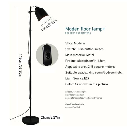 Lampe de lecture rotative et lampadaire noir inclinable