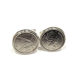 Wind Surfing Manchetknopen voor de enthousiaste windsurfer gemaakt van echte munten Grote heren surfen cadeau
