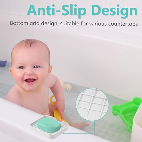 YoHyien 2 Pcs Silicone Soap Dish with Drainage, Anti-Slip Soap Holder, Self Draining Soap Tray for Shower Bathroom & Kitchen - Image 4