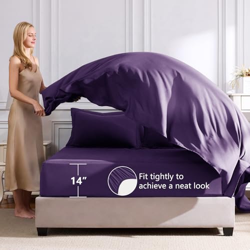 Image of CozyLux Full Size Comforter Sets Purple - 7 Pieces Bed in a Bag Full, Luxury Soft Bed Set for All Seasons, Bedding Set with Down Alternative Comforter, Sheets, Pillowcases & Shams