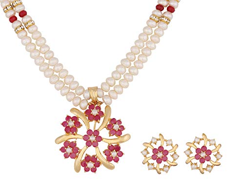 Hyderabad Jewels and Pearls Natural Fresh Water Pearls Set for Wo...