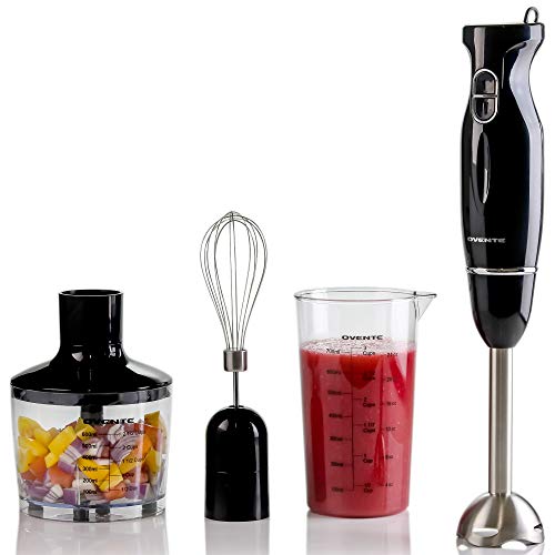 Ovente Immersion Hand Blender Set with 2 Variable Speeds and 3 Premium Attachments