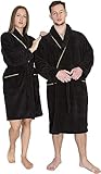 Tuva Home Warm Bathrobe In Black, Unisex Dressing Gown For Women And Men Very Soft Thick Bathrobe