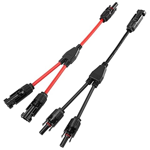 Loofu Solar Y Branch Parallel Connector MMF and FFM for Parallel Photovoltaic Connection Solar Panel Cable Connector, Photovoltaic Connector (1 Red+1 Black) Cover