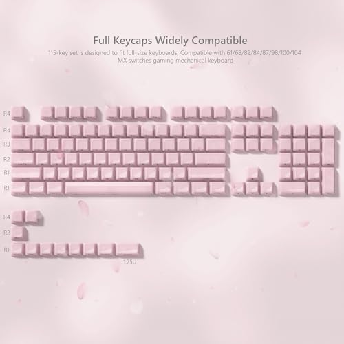 Image of Womier Keycaps Jelly Pink, Ceramic Keycaps Style Shine Through Keyboard Cap | Clear Keyboard Key Side Printed Custom 60 65 75 100 Percent for Cherry MX, Gateron Mechanical Keyboard(MDA Profile)