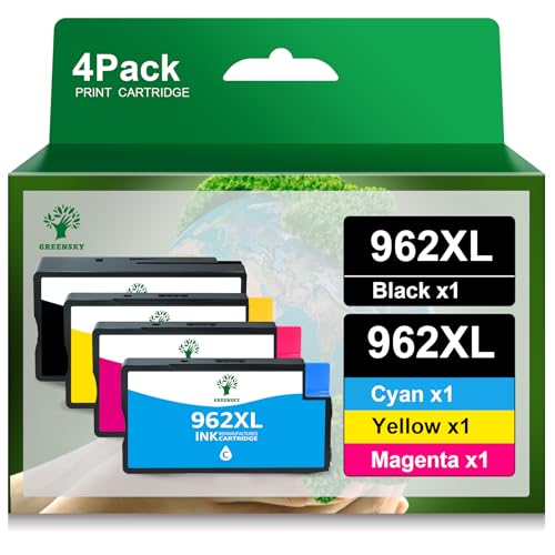 GREENSKY Remanufactured Ink Cartridge Replacement for HP 962XL 962 XL Combo Pack for HP OfficeJet Pro 9010 9015 9025 9018 9020 9012 9019 9016 9014 9027 9029 9026 9022 9028 Printer(4 Pack)