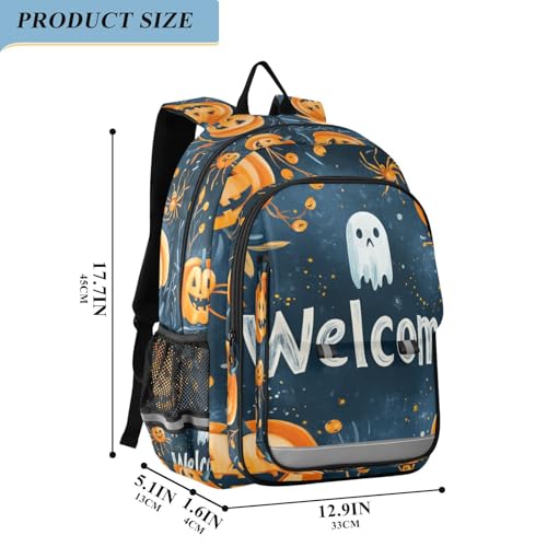 kids hike backpack 8-12： lightweight book bags for children in assorted colors - Night Halloween Pumpkin2