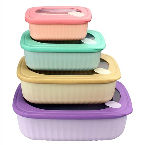 Frischhaltedosen mit Deckel Kunststoff 4er Set BPA-frei Vorratsdosen...