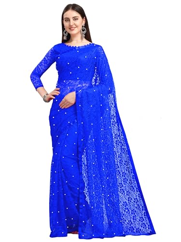 Image of LOROFY Women's Brasso Net Saree With Blouse