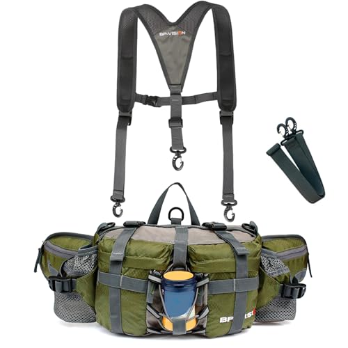 Pastoralist Hiking Fanny Pack, 11.2inch Waterproof Waist Pack with Bottle Holders & Shoulder Straps, Hiking Waist Bag, Lumbar Backpack for Running Walking Dog Walking