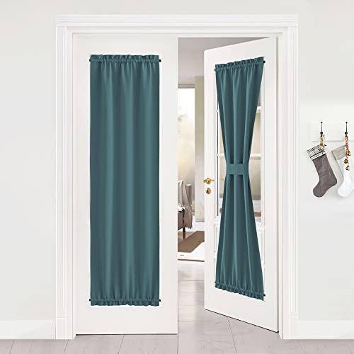 Nicetown Blackout Side Window Curtain, French Door Sidelight Front Entry Way Thermal Insulated Door Window Blinds Shades Curtain Panel Drape, 1 Panel, 25W By 72L Inches, Sea Teal #TOP9