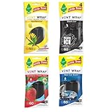 Little Tree Vent Warp 4 pack Assorted Scent Black Ice, New Car Scent, Vanillaroma, Strawberry, Great for Cars, Trucks, Home Air Fresheners AHSR Products Bundle + 'AHSR Air Freshener'