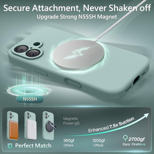 Image of FireNova Magnetic for iPhone 17 Case, Compatible with MagSafe, [Integrated Silicone Camera Control Button] [Camera Protection] Anti-Scratch Microfiber Lining Phone Case, 6.3 inch, Mint Green