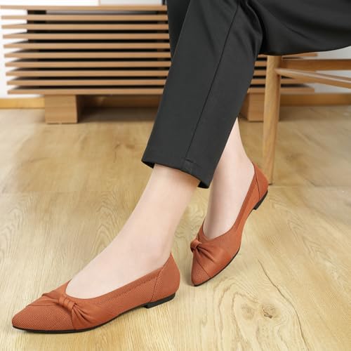 Image of HIULYCENCE Pointed Toe Flats for Women Ballet Flats | Comfortable Dressy Knit Lightweight Casual for Work Office Womens Flats