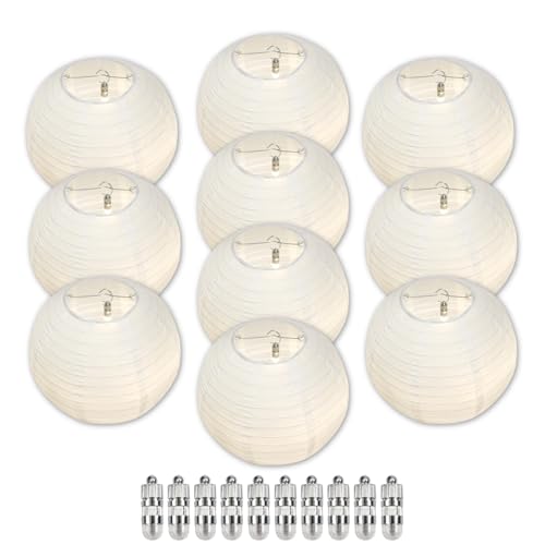 Image of Chinese Paper Lanterns - Pack of 10, 10-Inch White Hanging Lights for Birthday Party Decorations, Ceiling Decor, Rainbow Classroom, Wedding, and Home Party