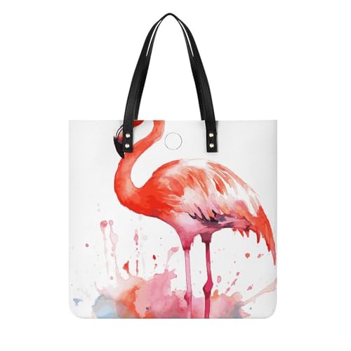 Sac fourre-tout en cuir synthétique chic motif flamants roses
