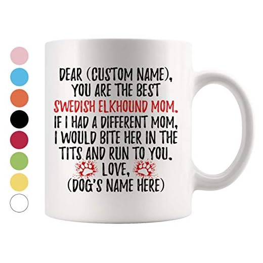 Personligt anpassad svensk älghund mamma presenter, Jämthund ägare kaffemugg, svensk älghund gåvor för kvinnor, svensk älghund mamma present present (vit)