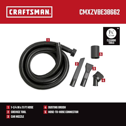 CRAFTSMAN CMXZVBE38662 1-1/4 in. Car Cleaning Wet Dry Vac Attachment Kit for Auto Detailing, Fits Most Vacs with a 2-1/2 in. Drum Inlet, Not Compatible with CMXEVBE17250 and CMXEVBE17678 Vacs - Thumbnail 3