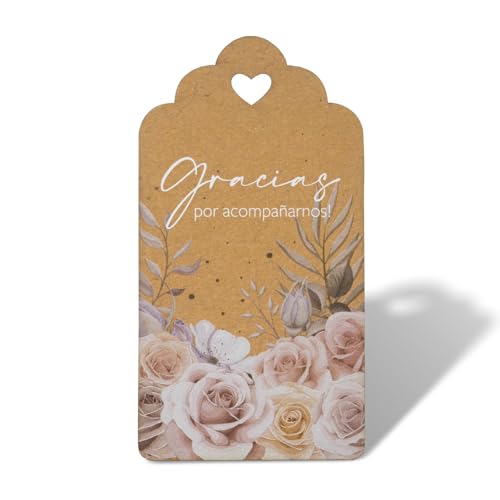 Étiquettes cadeaux Thank You en papier kraft marron rustique pour invités (Lot de 50)