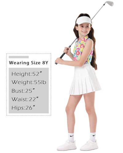 Image of Soneven Girls Sleeveless Polo Shirts Button UP Golf Tennis T-Shirts with Collared Quick Dry Tank Tops for 4-14 Years