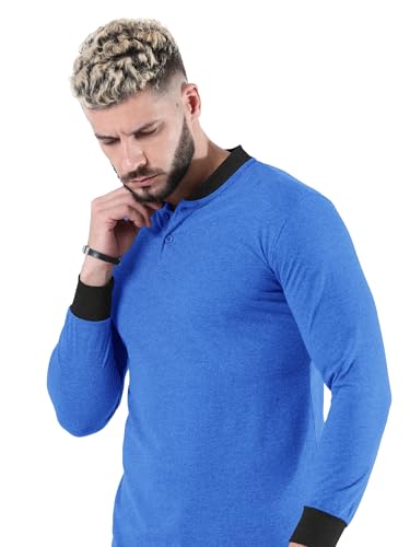 Image of fanideaz Mens Premium High Neck Henley T Shirts for Men Branded Full Sleeve Shirt for Men in Pure Cotton Casual & Formal Wear