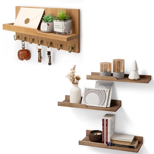 Rebee Vision Farmhouse Floating Shelves Set of 3 and Decorative