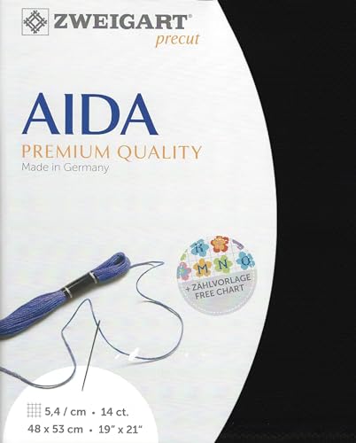 Image of Wizardi Stern-Aida 14 Count Black 3706 /720. Needlework Canvas, Cross-Stitch Fabric, Embroidery Cloth, Needlepoint Canvas. 100% Cotton. Precut Zweigart