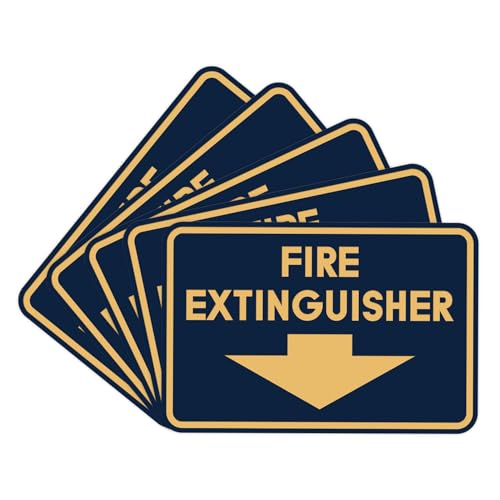 Image of Signs ByLITA Classic Framed Fire Extinguisher (Navy Blue /Gold) - Large 5 Pack