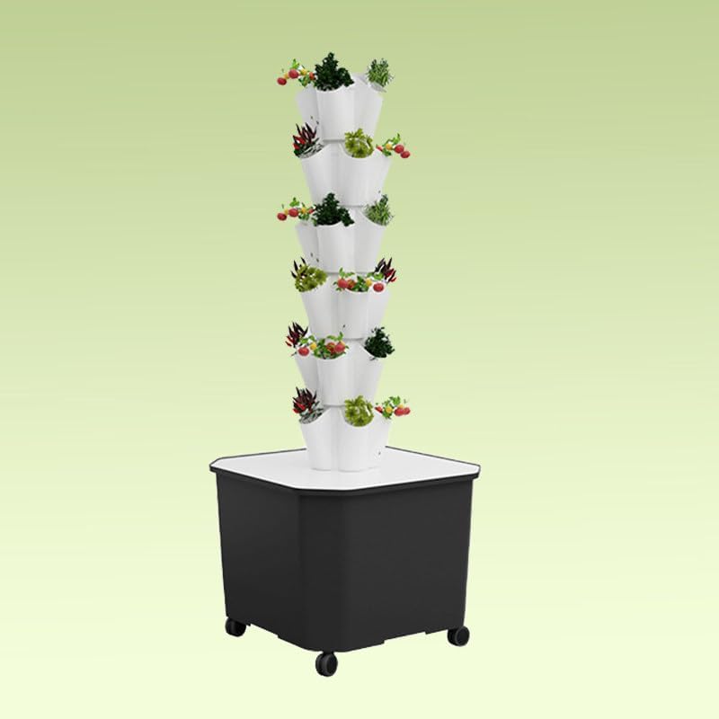 Vertical Hydroponic Garden Tower - 10 Layers Aeroponic System for Indoor Herbs, Fruits & Vegetables - Compact Hydroponics Growing Kit for Home Gardening