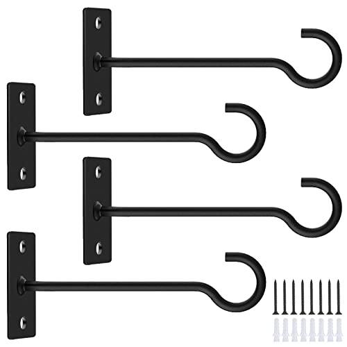 QTJUST 4Pack 6inch Wall Hook for Hanging Plant Bracket Metal Plant Hook