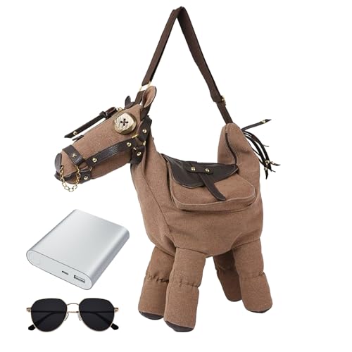 Genérico – bolso de mano en forma de caballo – bolso retro para salida de carreras o viajes, cumpleaños y regalo, marrón, Se référer au descriptif